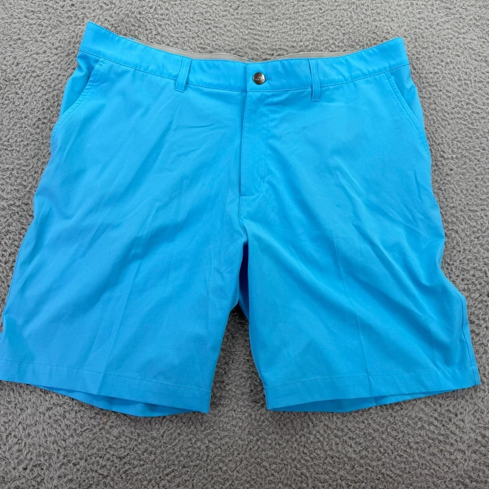 Adidas Golf Ultimate365 Mens Shorts Cyan Blue Stretch Waistband Size 36